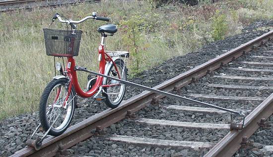 bike on railroad tracks